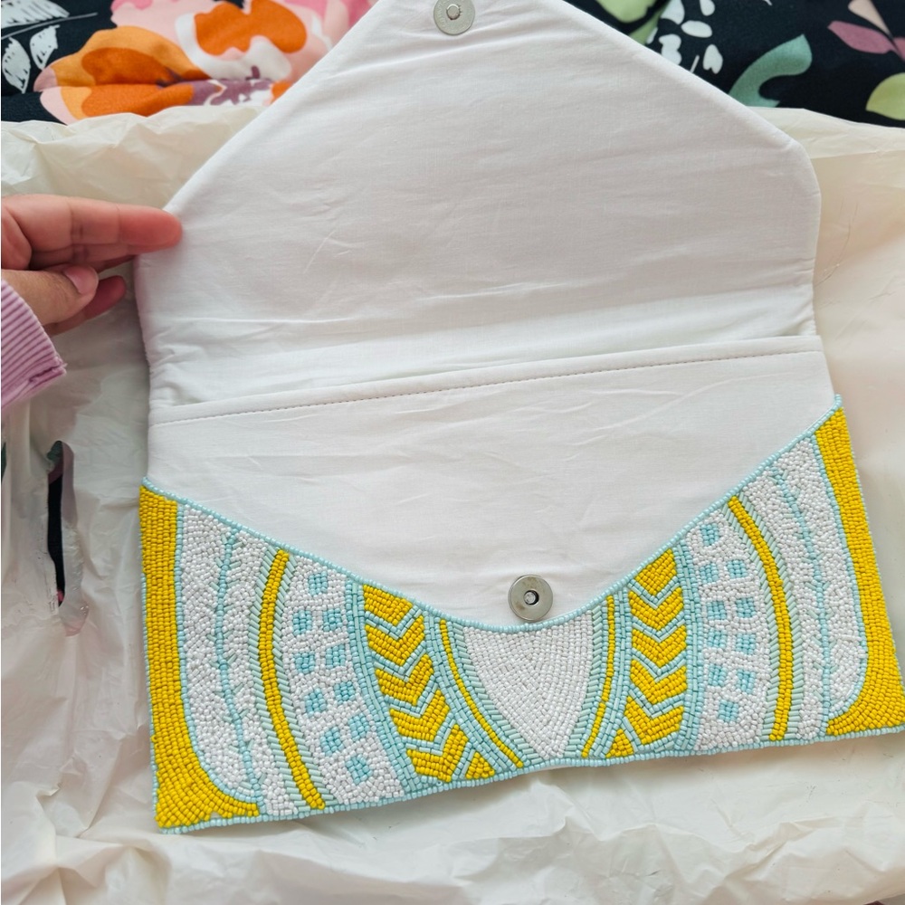Yellow and Blue Clutch with Two-Tone Design
